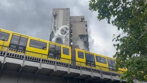 19, July, 2026, Berlin Germany: Train Crossing Over Bridge Stock Footage 340108143