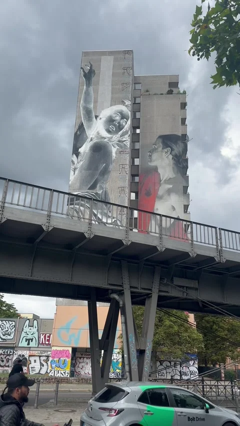 19, July, 2026, Berlin Germany: City Street Mural Building Kreuzberg Berlin Stock Footage 340108144