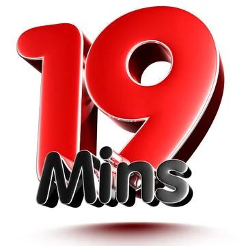 19 mins isolated on white background illustration 3D rendering with clipping  Stock Illustration