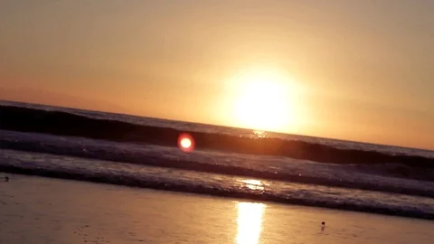 19 Ocean Sunset Dutch Angle Rack Focus Video stock 99596607