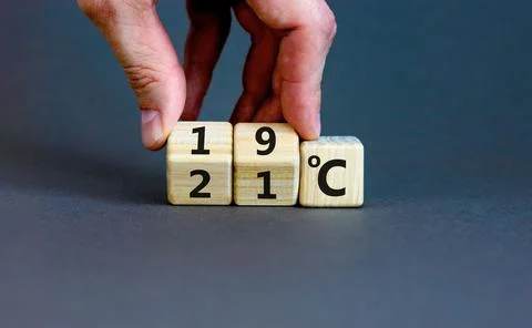 19 or 21 degrees Celsius symbol. Concept word 19 or 21 degrees Celsius on c.. 스톡 사진