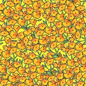 19 Orange flowers pattern vector illustration isolated on square yellow bac.. 스톡 일러스트
