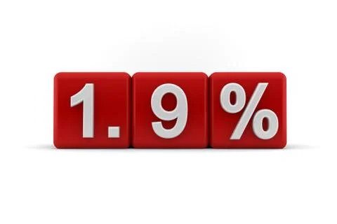 1.9 percent embossed on red cubes Stock Illustration