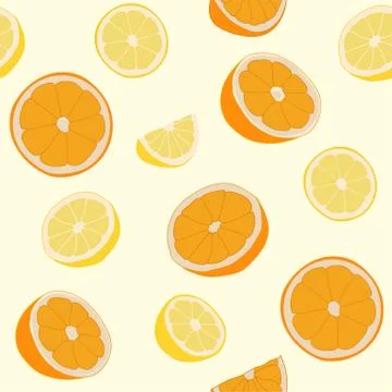 19 Seamless repeating pattern of oranges and lemons Stock Illustration
