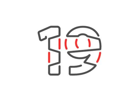 19 vector number. Modern trendy, creative style line design. For logo, brand  Stock Illustration