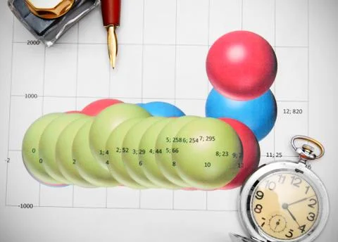 19 Watch and pen on graphs. Stock Illustration