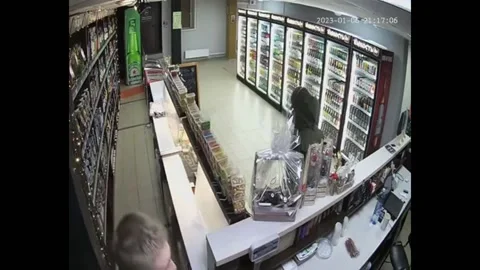 A 19-year-old man stole a gift set of products from a store in Novosibirsk,... Stock Footage 230657989