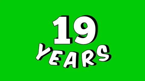 19 years text animation motion graphics cartoon on green screen Stock Footage 307919762