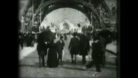 1900 - The Eiffel Tower with the great Paris Exposition in the background, Video stock 100853414
