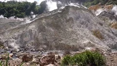 Handheld footage of Drive-in volcano Crater Caribbean