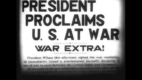 1900s - World War 1 is declared and President Woodrow Wilson and President Stock Footage 132202802