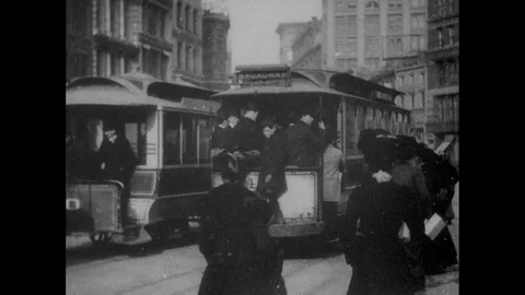 1901-Street Scene / New York City / USA / 1896 - 1903 Stock Footage