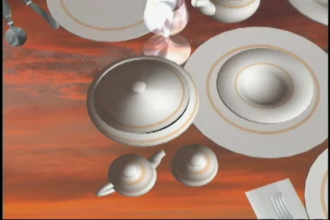 1905 table ware plates butter glass Stock Footage 822407