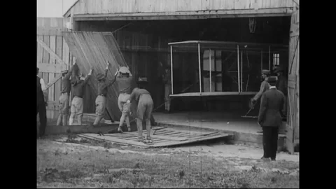 1909 - Wright Brothers first flight - Hangar Video stock 90384344