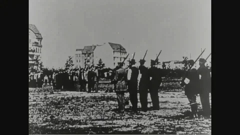 1910s - German men, some below and some above military age, are put into basic 動画素材 95058258