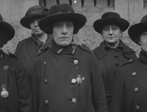 1910s - Policewomen marching, directing traffic, crossing guards Stock Footage 171685199