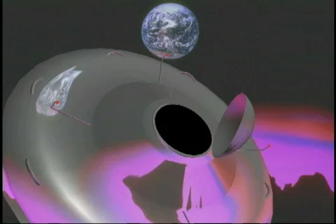 1914 moon space ship alien land take off Stock Footage 822370