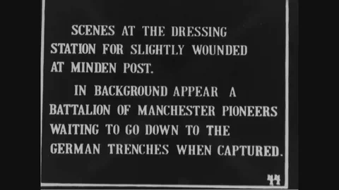 1916 - Activity is seen at a dressing station for lightly wounded British Stock Footage 124169354