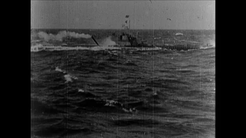 1916-First World War / Warship / Naval Warfare / 1916 Stock Footage