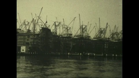1917-Shipyard / Hog Island / First World War / USA / 1917 Stock Footage 77887467