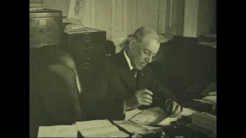 1917-Woodrow Wilson / Entry Into the War / First World War / USA / Apr 2, 1917 Stock Footage