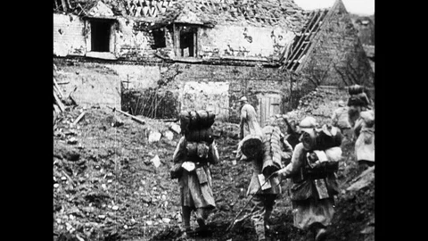 1918-Bomb Damage / France / First World War / 1914 - 1918 Stock Footage