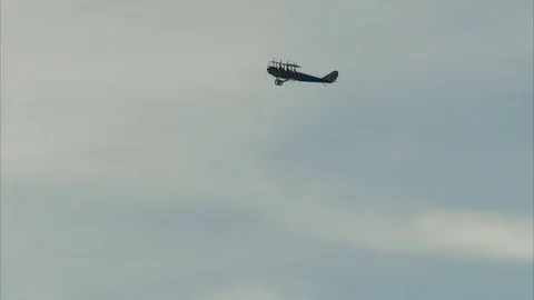 1918 Curtiss Jenny Fly By Distant Stock Footage 79866116