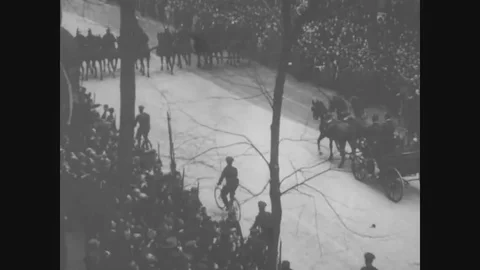 1918 - Dignitaries are seen leaving the Paris Peace Conference. Stock Footage 85202197