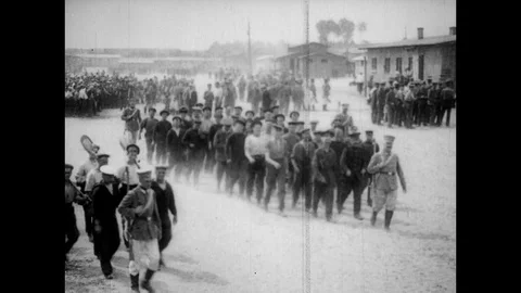 1918-First World War / Prisoner-of-War Camp / Europe / 1914 - 1918 Stock Footage 77983717
