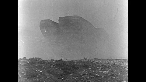 1918-First World War / Tank / Battlefield / France / 1914 - 1918 Stock Footage 77821407