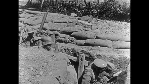 1918-First World War / Tank / Battlefield / France / 1914 - 1918 Stock Footage 77821430