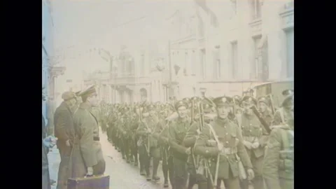 1918 Germany - tractor pulls artillery cannons Stock Footage 233267975