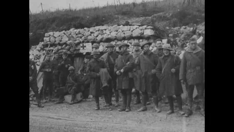 1918 - Officers of the Advanced Post Command in the 51st Brigade, 26th Division, Stock Footage 102562030