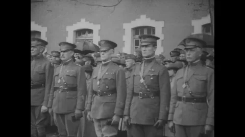 1919 - General Sir David Henderson, KCB, reviews American troops, including Stock Footage 100089007