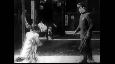 1919 - In this silent comedy, a new cop in Chinatown (Harold Lloyd) has trouble Stock Footage 203754697