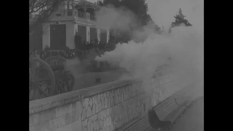 1919 - Troops, including the 49th Coast Artillery and 15th Cavalry, parade in a Stock Footage 79444855