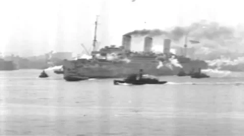 1919 - US transporter Leviathan (formerly Vaterland) 27 Stock Footage 33832159