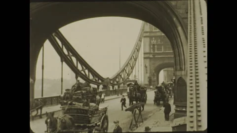 1919s London Bridge 1900s Tower of Vintage Old Film Movie Видео 234951275