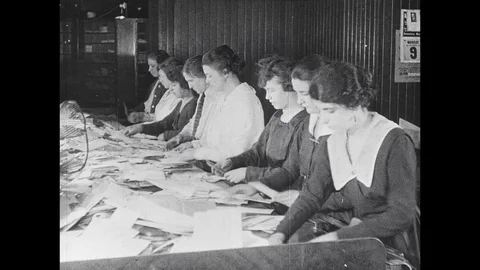 1920-Post Office / Working / USA / 1920 Stock Footage