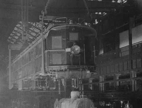 1920s - Assembling train at Westinghouse Manufacturing Stock Footage 170525024