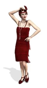 1920's Flapper in Red Stock Illustration
