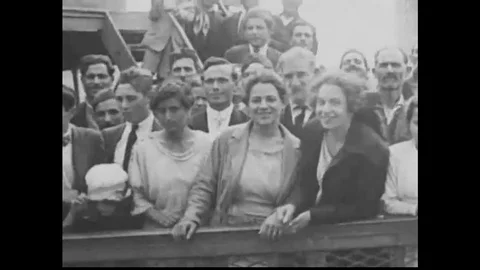 1920s - Immigrants arriving at Ellis Island are examined by United States Public Stock Footage