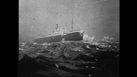 1920s - Ship navigators send out an SOS message to the Coast Guard during a Stock Footage 162749643