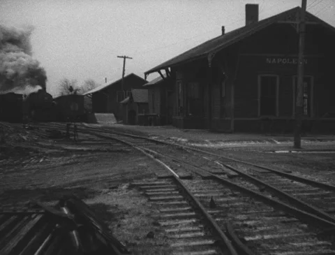 1920s - Steam Train Pulling into Depot Stock Footage 151188817