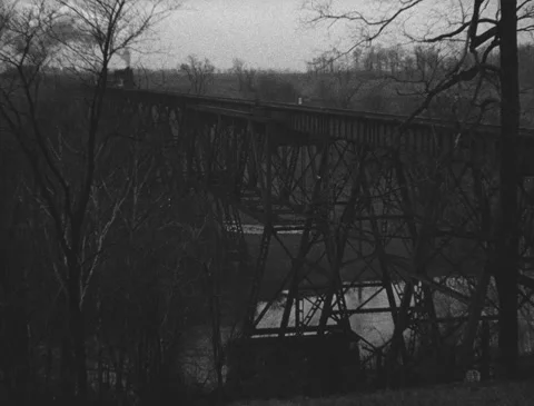 1920s - Train Crossing Trestle Stock Footage 151189585