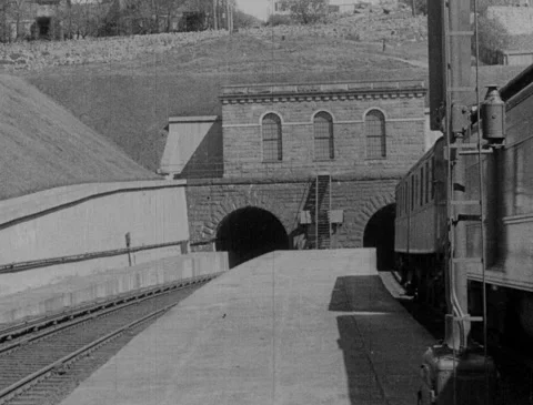 1920s - Train going into tunnel Stock Footage 170523590