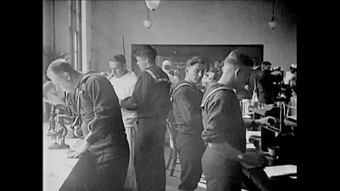 1920s - US Navy sailors study in a scientific laboratory to become Pharmacist's Stock Footage 155853638