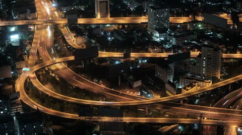 1920x1080 video timelapse - road interchange in night city. Video stock 23328790