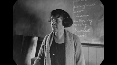 1923 - During lunchtime in a one-room schoolhouse in rural Ontario, Canada, Stock Footage 145394799