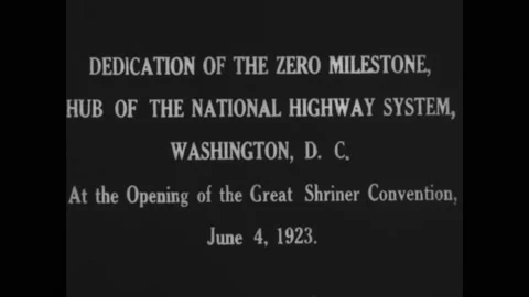 1923 - President Harding dedicates the Zero Milestone, a hub of the national Stock Footage 234422789